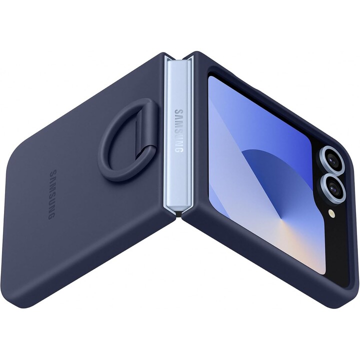 Samsung Galaxy Capa oficial de silicone com anel para Galaxy Z Flip6, Azul-marinho