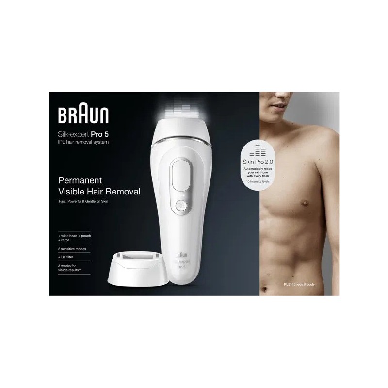 Épilateur IPL Braun Silk-expert Pro 5 PL5145 blanc et argent