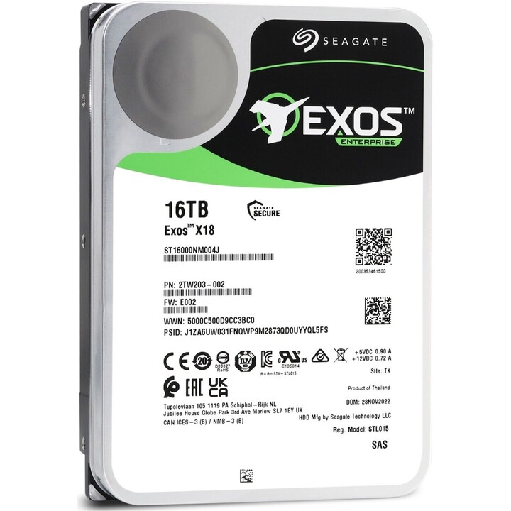 Seagate Exos X18 3.5 16000GB SAS 16TB 7.2KRPM, SAS3 12Gb/s, Cache 256MB, 512e/4Kn