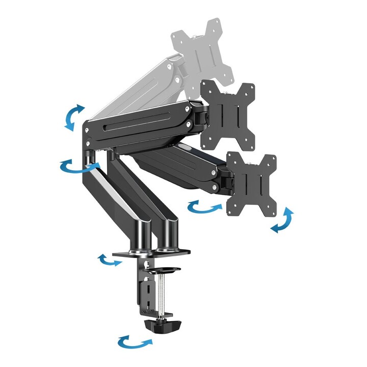 Esperanza ERW020 Supporto da tavolo a gas per due monitor 17-27 fino a 6 kg