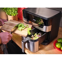 Tefal Dual Easy Fry & Grill EY905D Double 8.3 L Freestanding 2700 W Hot Air Fryer Stainless Steel
