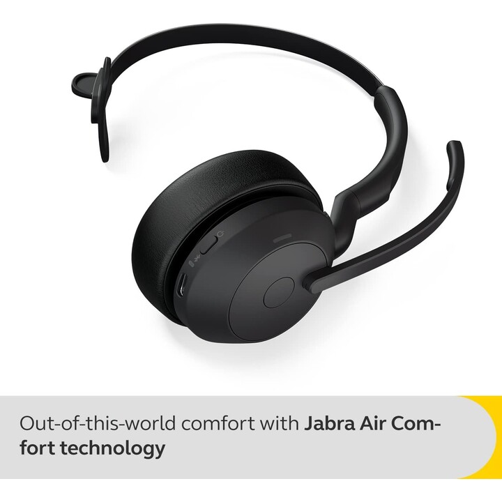 Jabra Evolve2 55 Casque mono sans fil Technologie de confort aérien, Micros antibruit et ANC