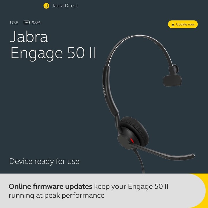 Jabra Engage 50 II Wired Mono Headset with Link Call Control, Noise-Cancelling 3-Mic Technology and USB-C Cable UC