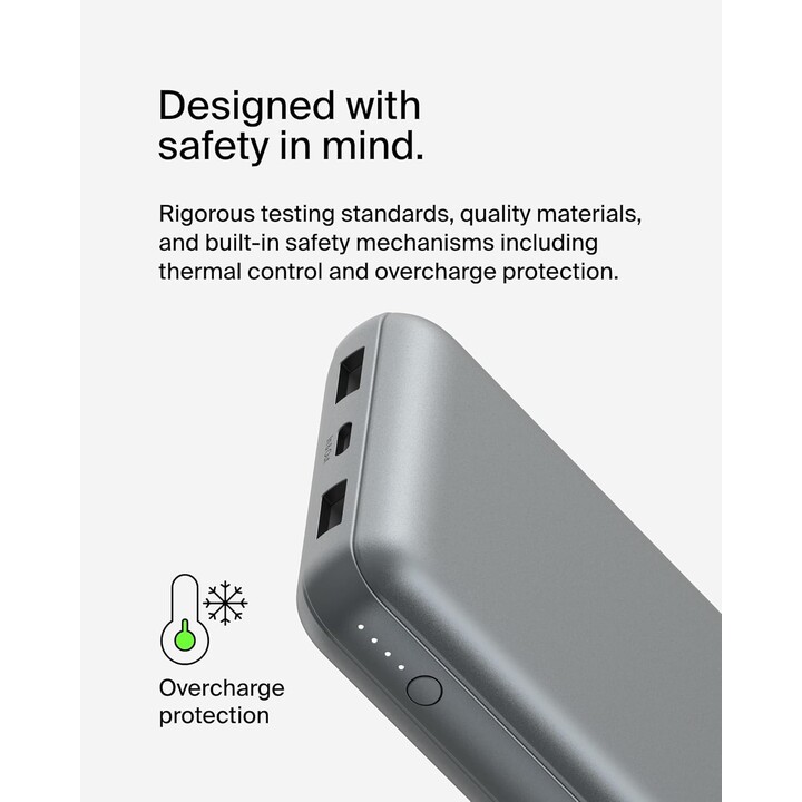 Belkin USB C Portable Charger 20000mAh, 20K Power Bank with USB Type C Input Output Port and 2 USB A Ports