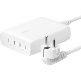Belkin BoostCharge Pro Cargador de pared GaN USB-C de 4 puertos, 200W Cargador con USB-C PD 3.1 Fast Charge + 1.5m Cable Blanco