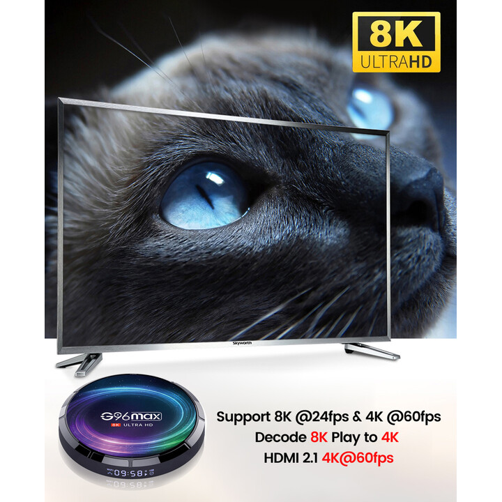 G96 Max 8K S905X4, 4GB/128GB Android 11 Android TV, recondicionado pelo fabricante