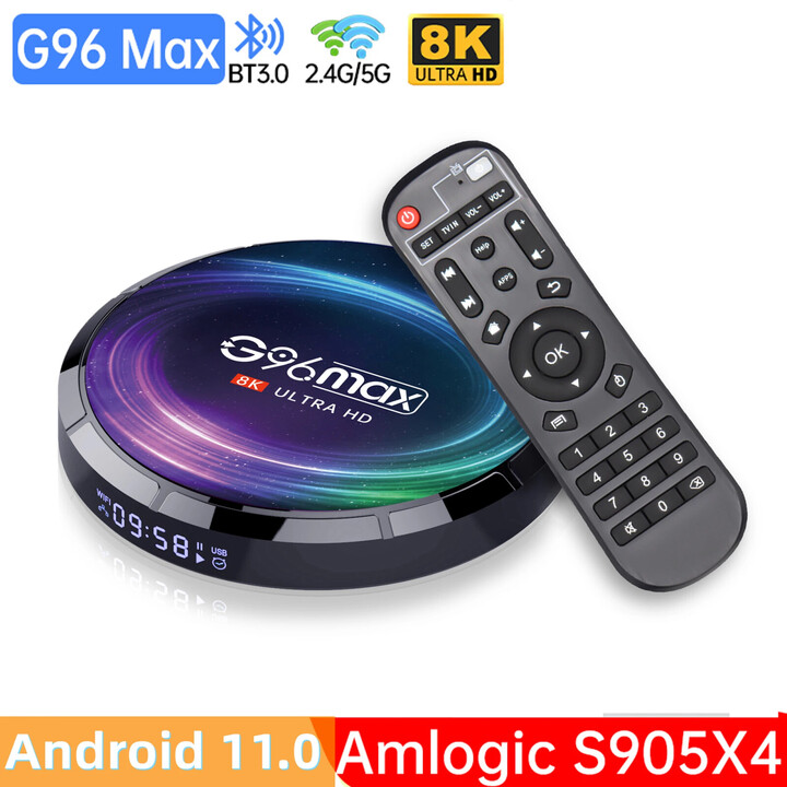 G96 Max 8K S905X4, 4GB/128GB Android 11 Android TV, recondicionado pelo fabricante