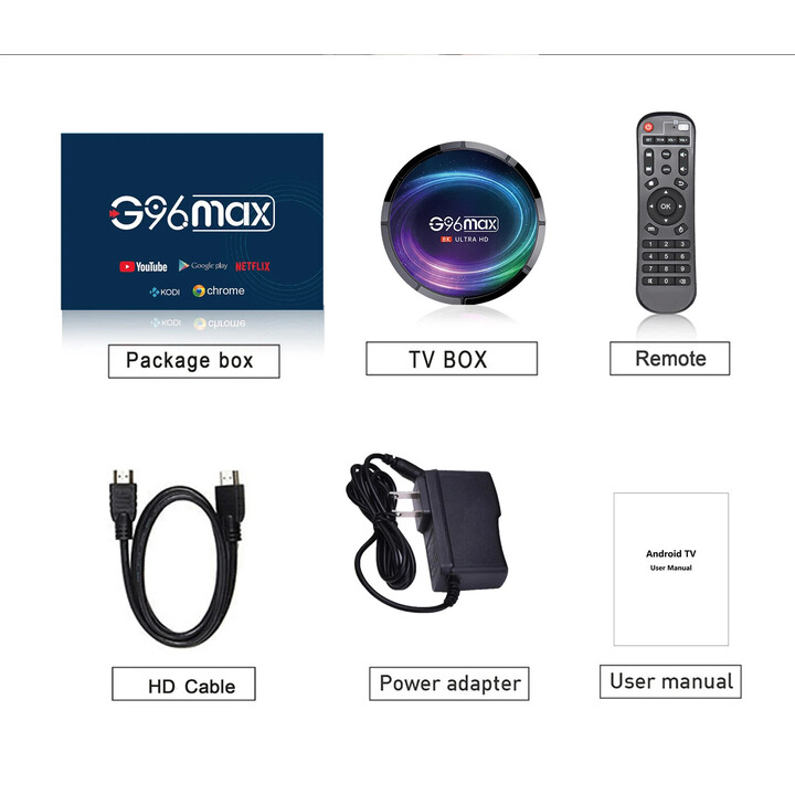 G96 Max 8K S905X4, 4GB/128GB Android 11 Android TV, recondicionado pelo fabricante