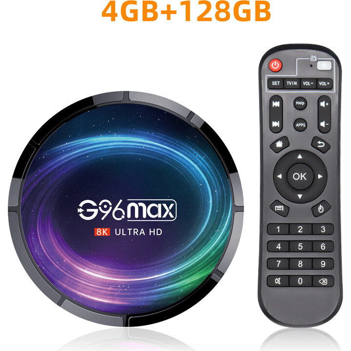 G96 Max 8K S905X4, 4GB/128GB Android 11 Android TV, recondicionado pelo fabricante