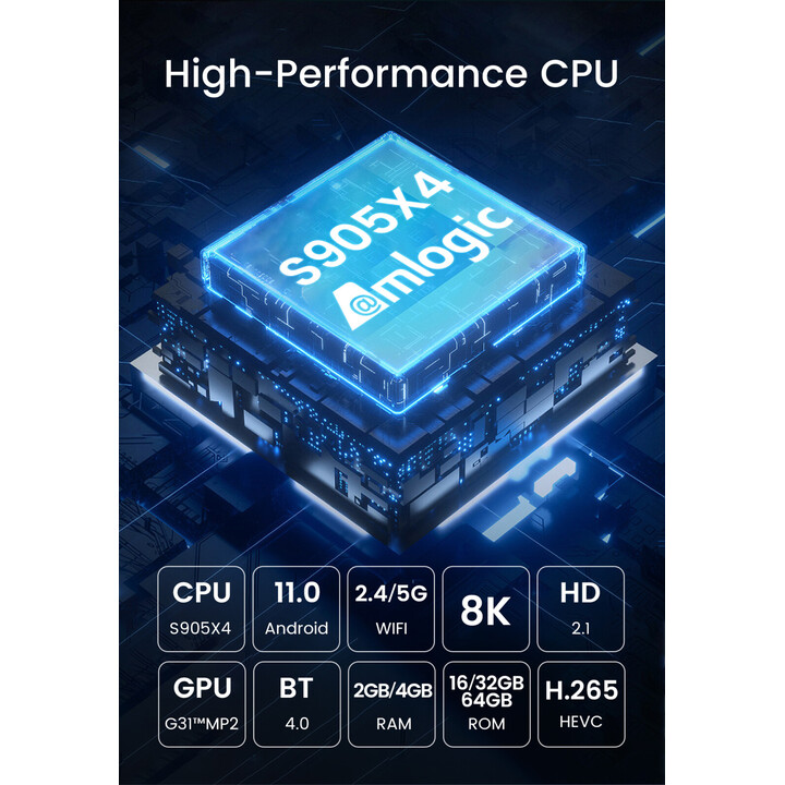G96 Max 8K S905X4, 4GB/128GB Android 11 Android TV, recondicionado pelo fabricante