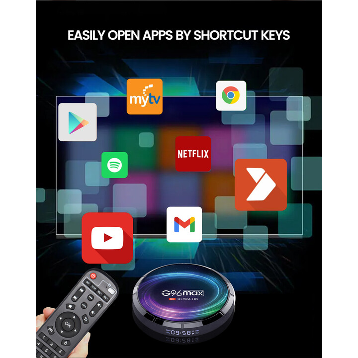 G96 Max 8K S905X4, 4GB/128GB Android 11 Android TV, recondicionado pelo fabricante