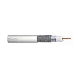 Cabo coaxial DIGITUS RG-6, 75 Ohm, blindagem (2x folha + 77% trança), Eca, PVC, 500m, branco, carretel