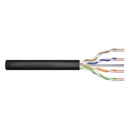 Cabo de instalação externo preenchido com gel DIGITUS cat.6, U/UTP, AWG 23/1, PE, 305m, preto, carretel