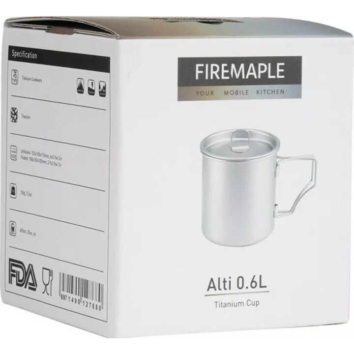 Fire-Maple FMTP0-6 tazza in titanio 0,6 L con coperchio argento