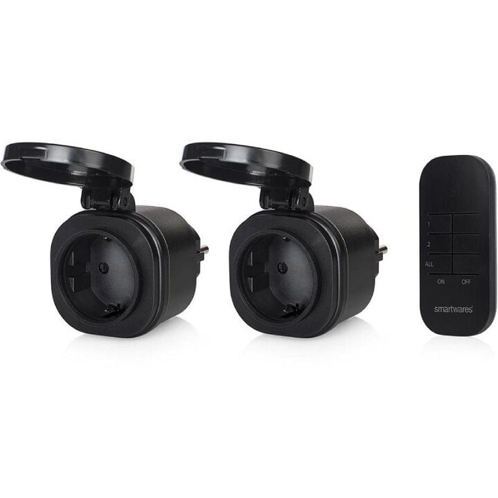 Jeu de Mini Prises Extérieures Smartwares SH4-99653/ Noir