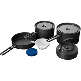 MPL Energy Feast 4, Non-Stick Cookware Set with Pots and Accessories for Four People in Outdoor Camping Use, Black