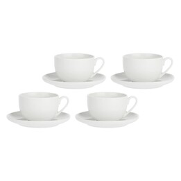 Set of 4 Cups with Saucer Corte - White, 250 ml
