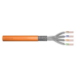 DIGITUS Cat.7 Installationskabel, S/FTP, B2ca, AWG 23/1, LSOH, 500m, orange, Trommel