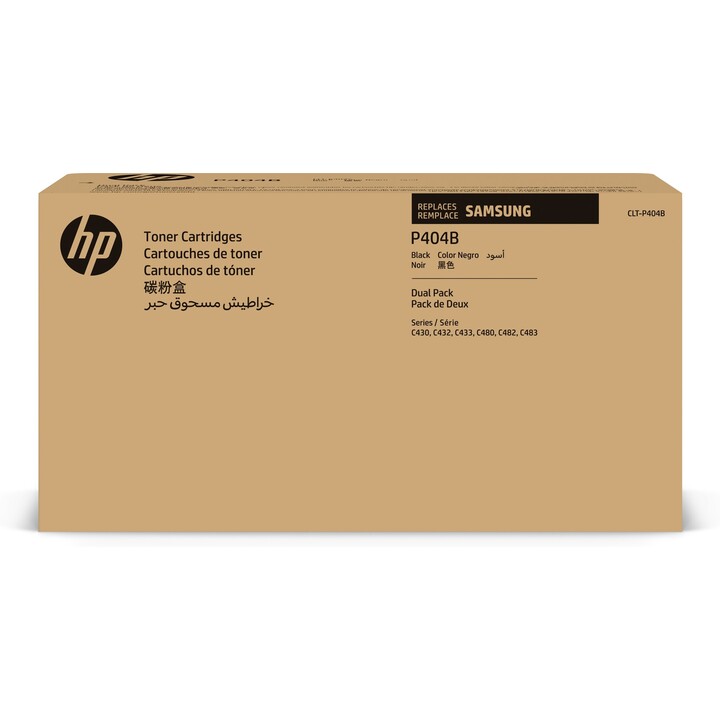 Samsung Paquete de 2 Cartuchos de Tóner Original HP CLT-P404B negro