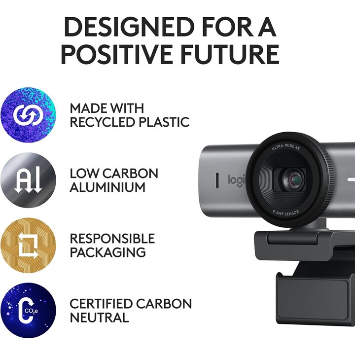 Logitech MX Brio 705 Webcam professionnelle 4K avec Auto Exposure Correction, Ultra HD, sélection automatique