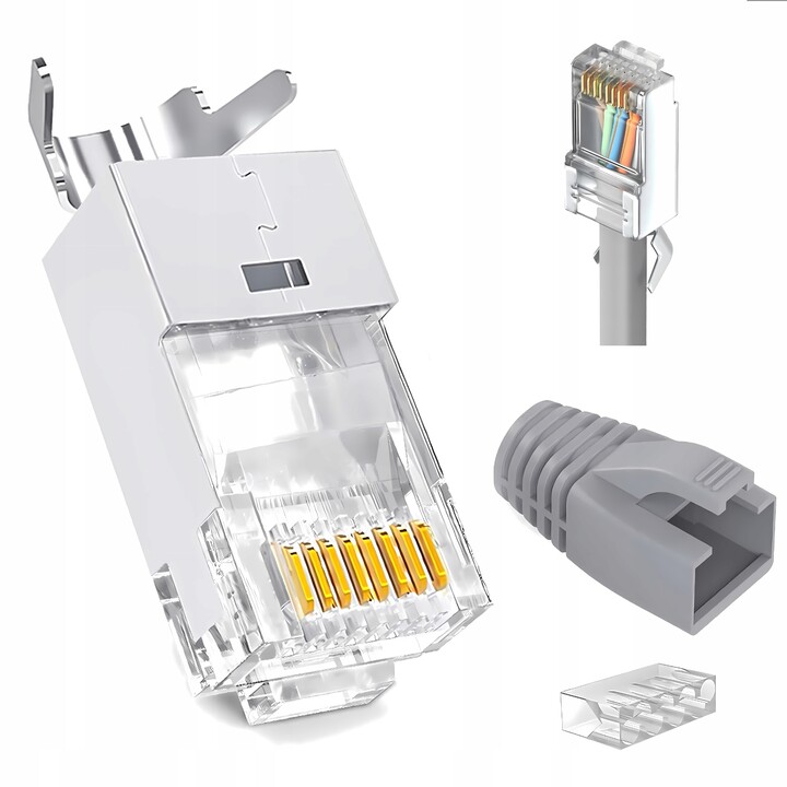 Plugue RJ45 (8P8C) universal, cat.6A, blindado, AWG 24-22, pacote de 100 unid.