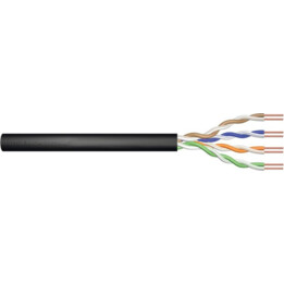 Cabo de instalação externo preenchido com gel DIGITUS cat.5e, U/UTP, AWG24/1, PE, 500m, preto, carretel