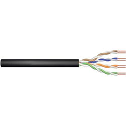 Externes gelgefülltes Installationskabel DIGITUS cat.5e, U/UTP, AWG24/1, PE, 500m, schwarz, Spule