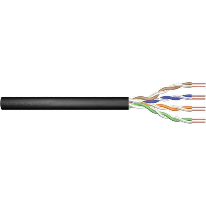 Externes gelgefülltes Installationskabel DIGITUS cat.5e, U/UTP, AWG24/1, PE, 500m, schwarz, Spule