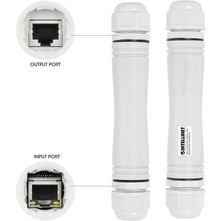 Conector RJ45 PoE+ externo IP67 até 1000m, conjunto de 2