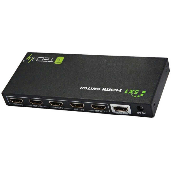 5-Port HDMI 5x1 4K*30Hz Switch Techly Remote Control