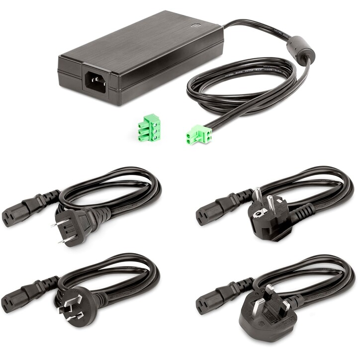 StarTech 160W Adaptador de corriente CC universal 24V/6.6A 1.2mtr Cable de 2 hilos, Bloques de terminales de 2/3 pines 100-240V