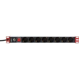 PDU Rack Steckdosenleiste 1HE 250V/16A 8x Schuko Kabel 3m