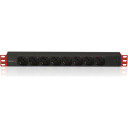 Techly PROFESSIONAL I-CASE STRIP-81V2 multipresa rack 19" 1U 8 prese Schuko nera/rossa