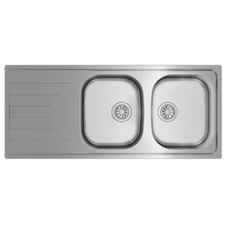 Fregadero Teka Universe 80 T-XP 2C Encastrado de 80cm 2 Cubetas Desagüe con Válvula Manual Plata