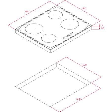 Placa Inducción Teka IBR 64040 BK TTC 60 cm 4 Zonas Negro