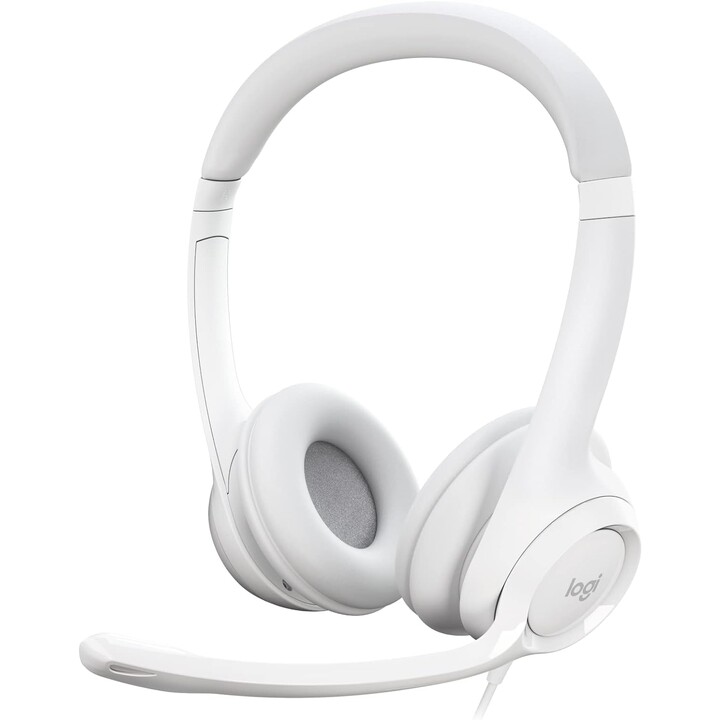 Logitech Fone de ouvido H390 USB cinza e branco varejo