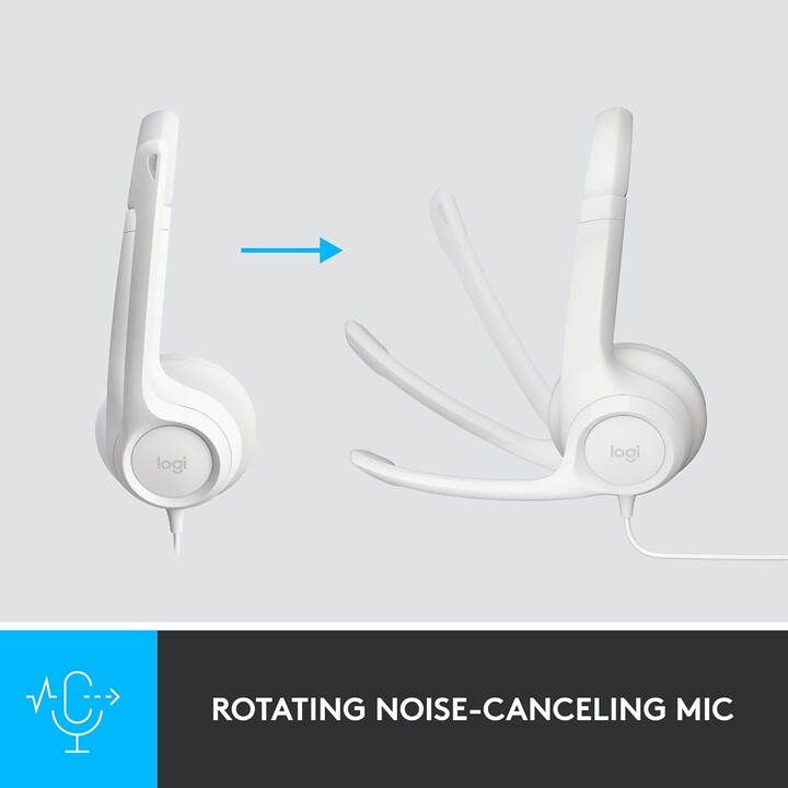 Logitech Fone de ouvido H390 USB cinza e branco varejo