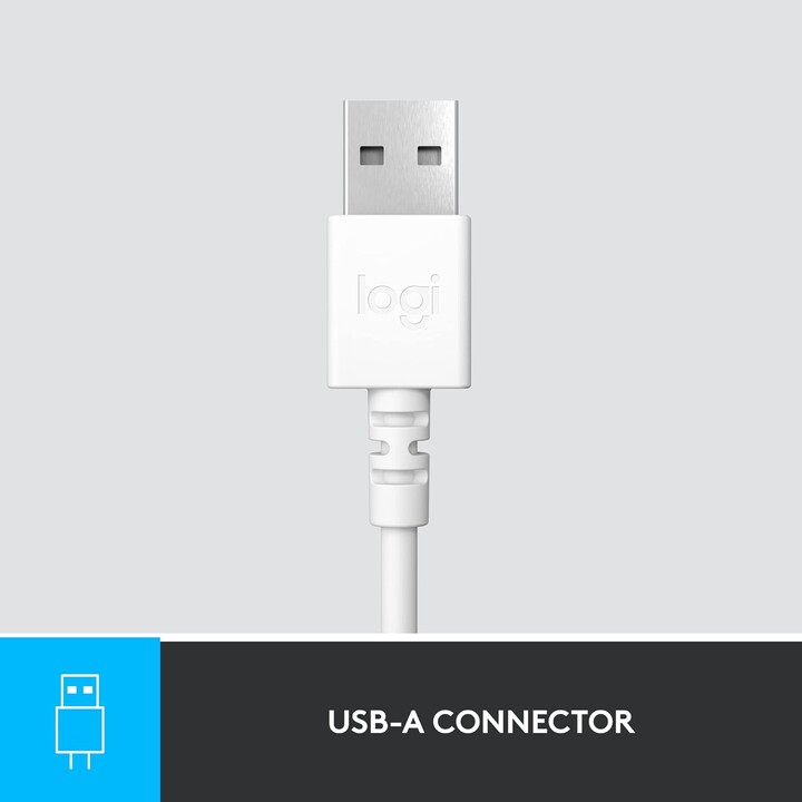 Logitech Fone de ouvido H390 USB cinza e branco varejo