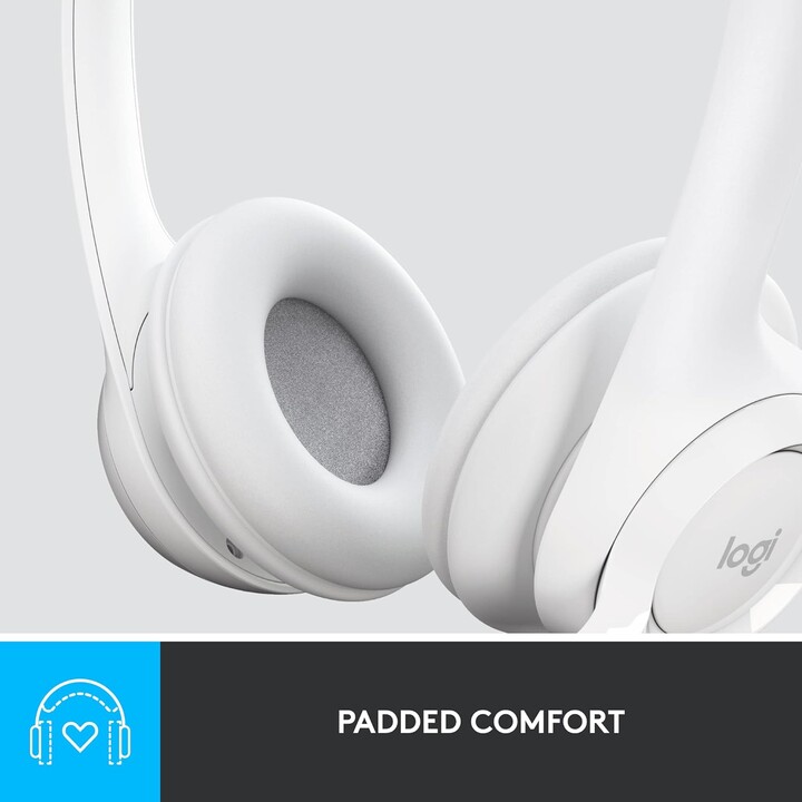 Logitech Fone de ouvido H390 USB cinza e branco varejo