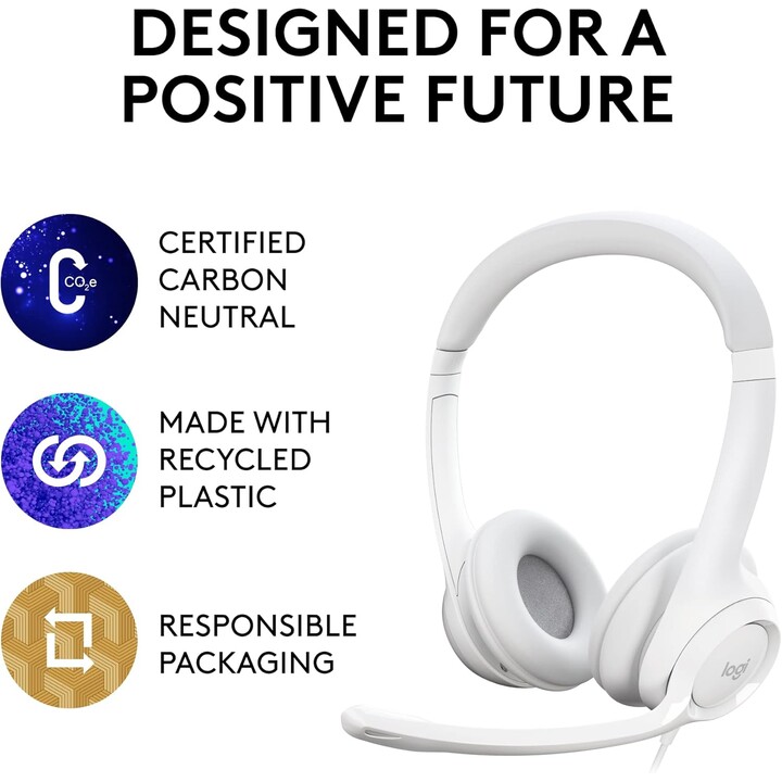 Logitech Fone de ouvido H390 USB cinza e branco varejo