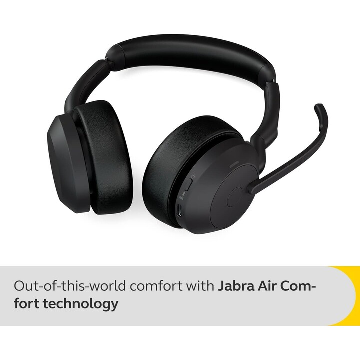 Jabra Evolve2 55 Stereo Wireless Headset Air Comfort Technology, Noise-cancelling Mics, and ANC