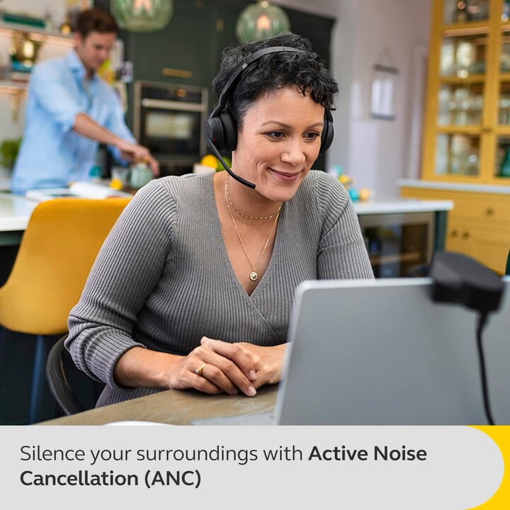 Jabra Evolve2 55 Auricolare stereo senza fili Air Comfort Technology, Microfoni con cancellazione del rumore, e ANC