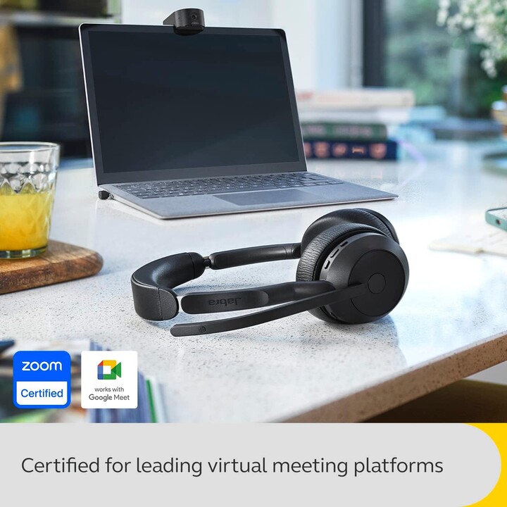 Jabra Evolve2 55 Drahtloses Stereo-Headset Air Comfort Technology, Mikrofone mit Geräuschunterdrückung, und ANC