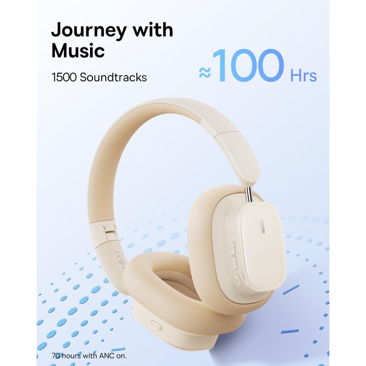 Fones de ouvido sem fio com cancelamento de ruído Baseus Bowie H1i Stellar Branco
