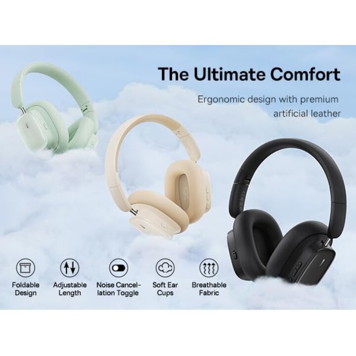 Fones de ouvido sem fio com cancelamento de ruído Baseus Bowie H1i Stellar Branco