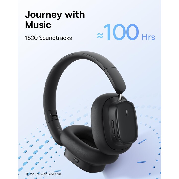Cluster de fones de ouvido sem fio com cancelamento de ruído Baseus Bowie H1i preto