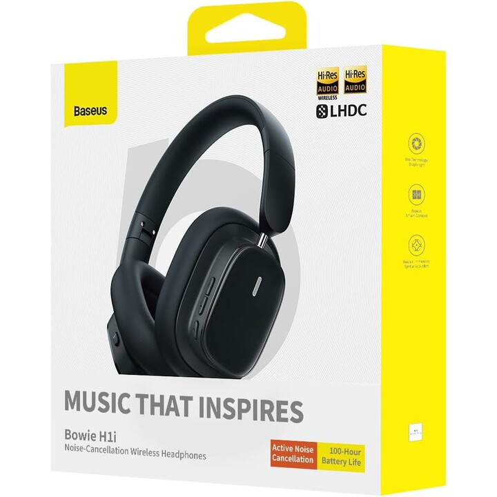 Cluster de fones de ouvido sem fio com cancelamento de ruído Baseus Bowie H1i preto