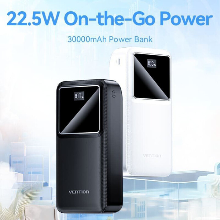 Powerbank 30000mAh Vention FHMW0/ 22.5W/ White