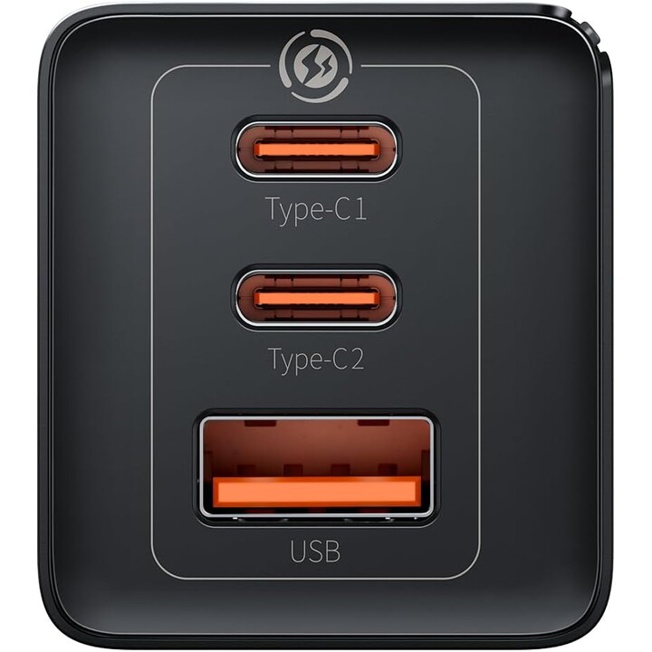 Chargeur rapide Baseus GaN 5 Pro CCGP120201 65W 1x USB-A 2x USB-C PD 3.0 QC 4.0 + câble USB-C