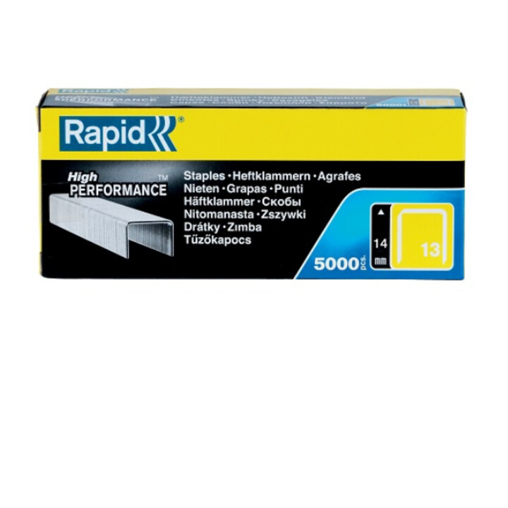 Rapid staples 13/14 mm galvanized box of 5000 units.